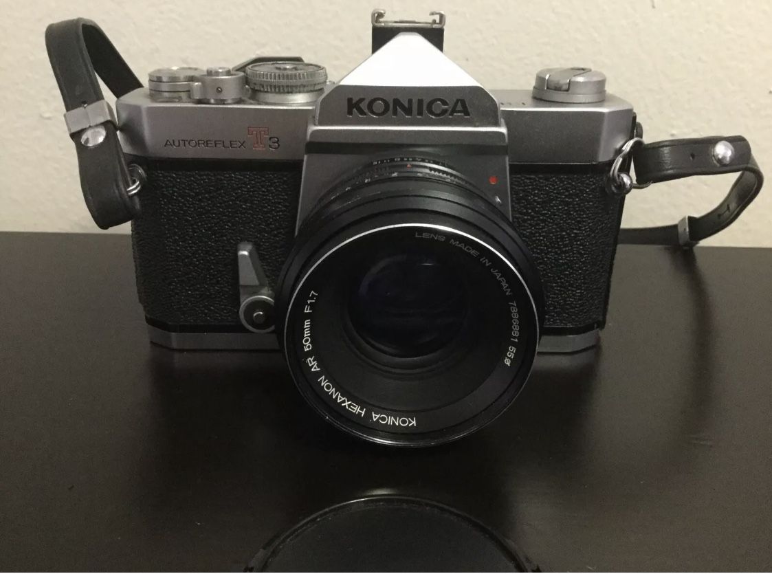 Konica Autoreflex T3 35mm SLR Film Camera W/ 50mm F1.7 Lens