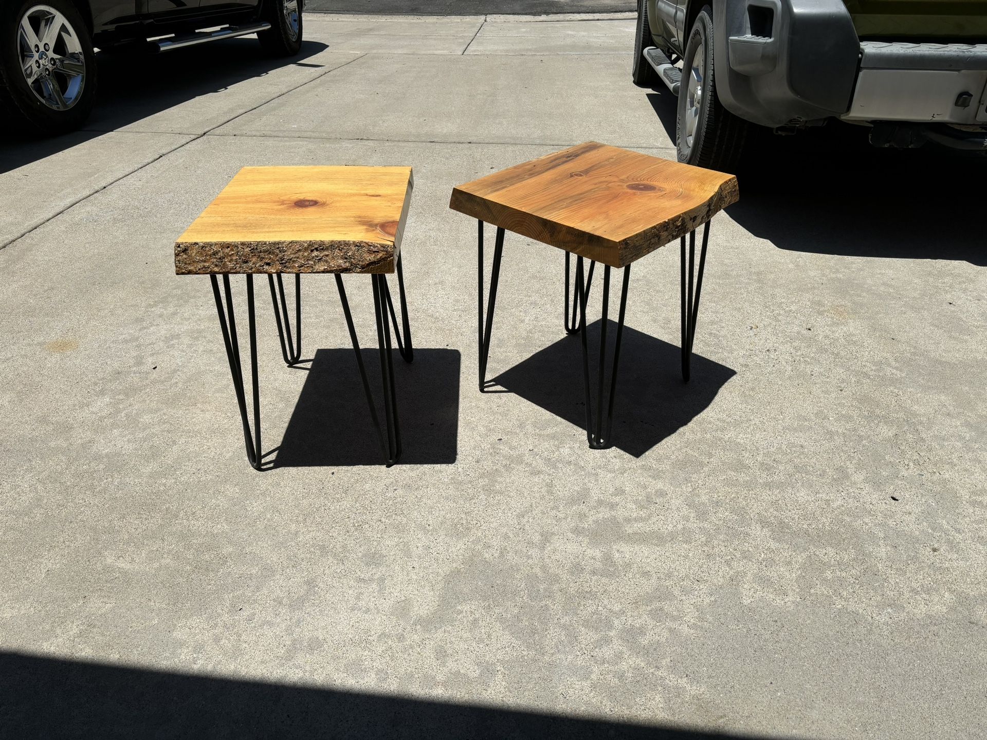 2 Custom Live Edge Wood End Tables