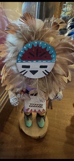 Vintage Hand-Carved Sun Face Kachina Doll 7.5” – Native American Southwest Style