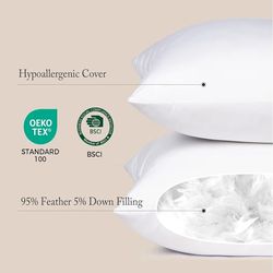 puredown® 18 x 18 Decorative Feather Down Throw Pillow Inserts (Set of 2, White) for Sofa, Couch, Bed, Machine Washable