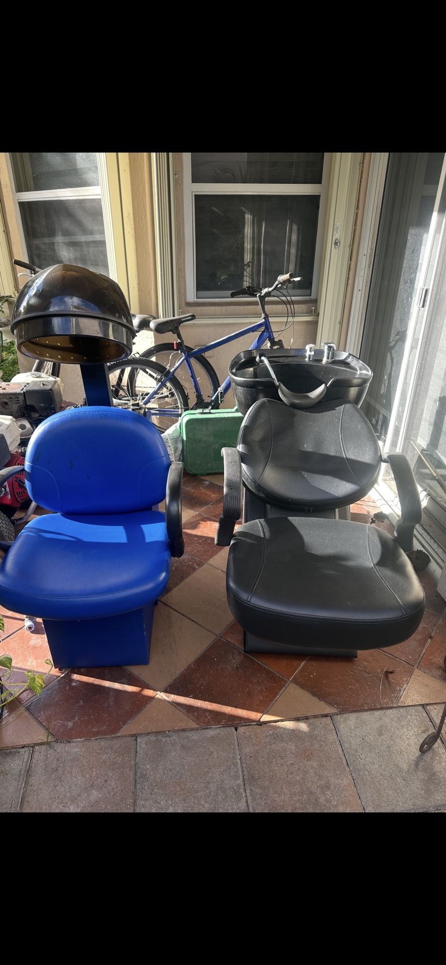 Shampoo sink/chair and hair dryer/chair