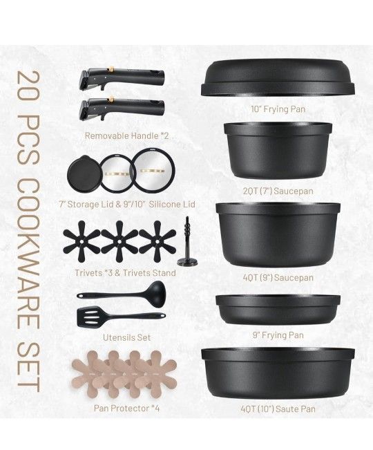 CAROTE 20 PCS POTS AND PANS SET