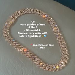 Rose Gold Plated CZ Cuban Link Chain