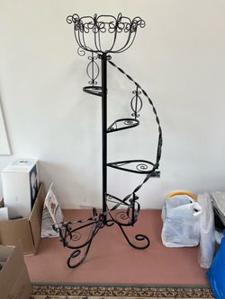wrought iron spiral plant stand 51" tall