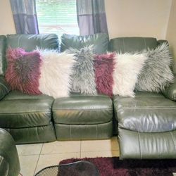 Dark Grey Faux  Leather Duo Reclining Sofa