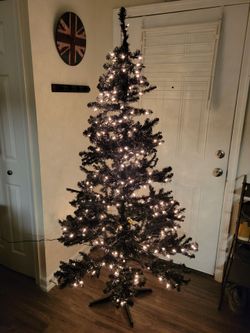 6.5 Ft Pre-Lit Black Christmas Tree