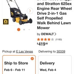 dewalt gas lawn mower