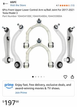 6Pcs front upper lower control Arm w/Ball Joint for Tesla Model 3 17-21