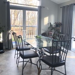 Dining Table 6 Chairs And Bakers Rack 
