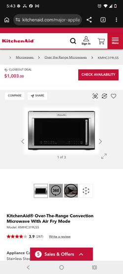 KitchenAid Over-The-Range  Microwave w/ air fry mode