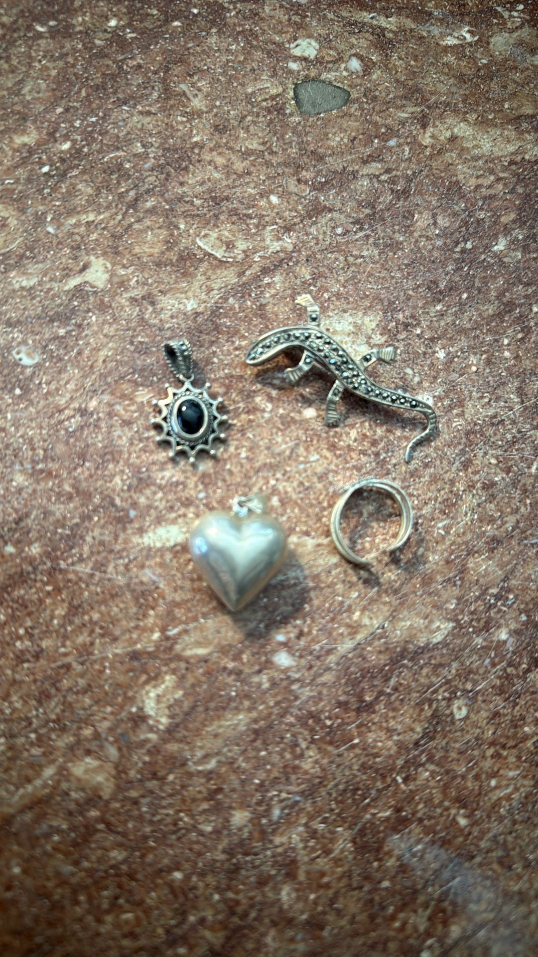 Vintage 925 Silver Woman's Jewelry--pendant, rings