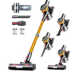 Powerful Cordless Vacuum Cleaner, 550W 45KPa Stick Vacuum with 65-Min Runtime, 8-in-1 Lightweight Vacuum, LED Headlights, Anti-Tangle Brush for Home C