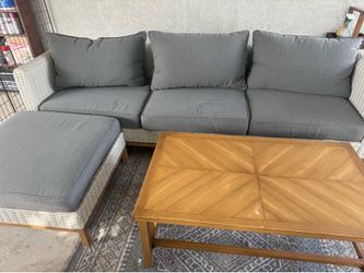 Origin 21 Veda Springs 4 -Piece Wicker Patio Sofa Conversation Set with Gray Cushions