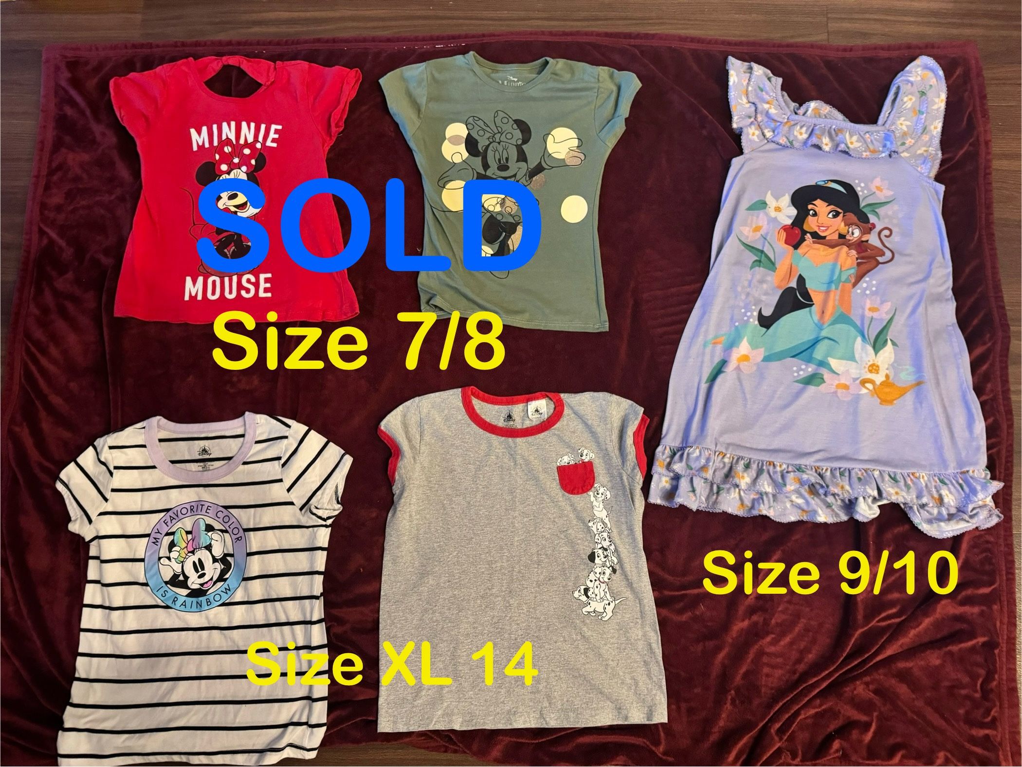 Disney Shirts Size 7/8 and XL 14 and Pijama Dress Size 9/10