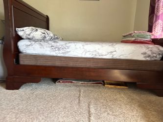 cherry wood strong bed frame