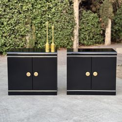 PAIR (2) Postmodern Mid Century Lacquer Nightstand Set - Made in Italy 
