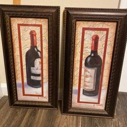 Wine Bottle Wall Decors, Kitchen Dining Room Wine Bottle Wall Pictures (2 Pack), 24"x12"x1"