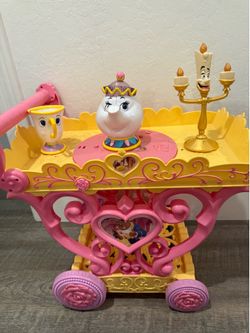 Disney beauty and the beast belle musical tea party cart