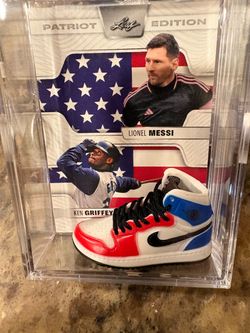 Leaf Patriot Edition Messi & Griffey Shadow Box Trading Card with Mini Sneaker