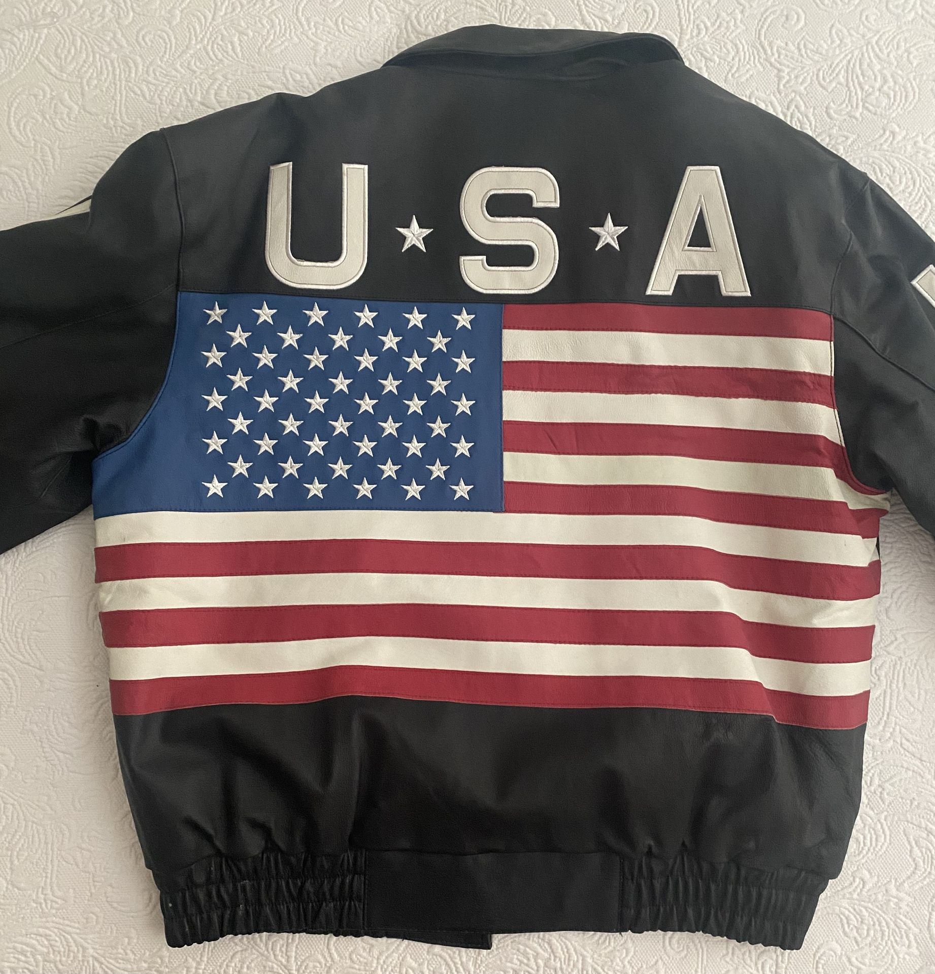Stars And Stripes Men’s Leather Jacket. Brand New