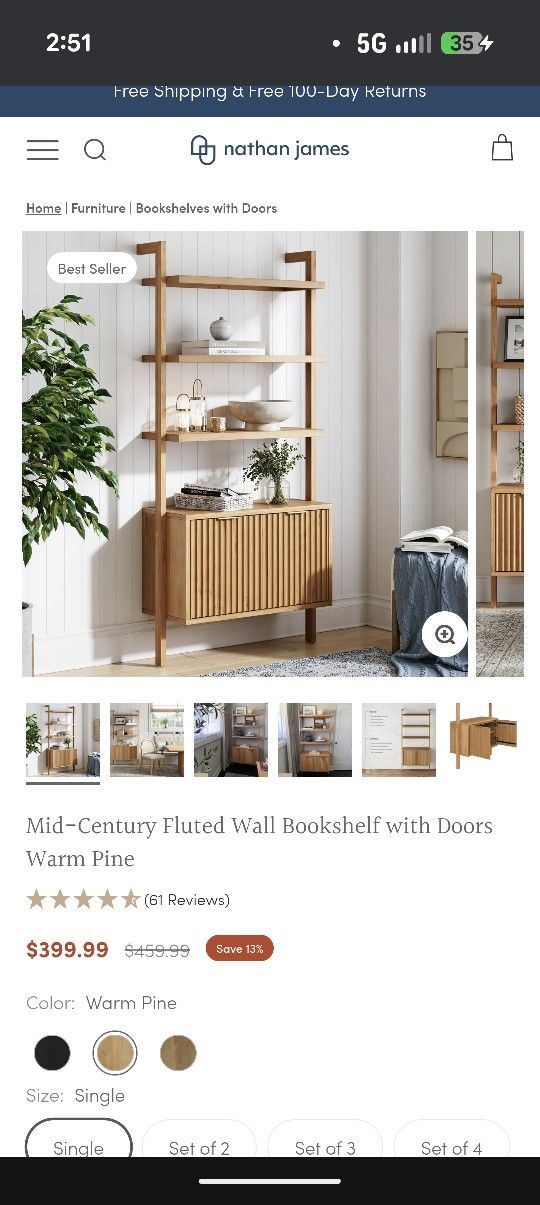 Nathan James Wall Bookshelf, Brand New!