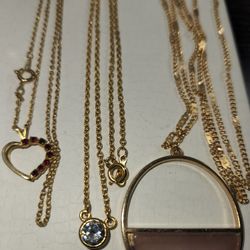 #1514, LOT OF 3 10K GP NECKLACE , Cz DIA, 
