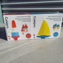 New! Cuisipro Ice Cream Pop Molds Set of 2 - Sailboat - Rocket - Snap Mold - 12 Pieces