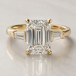 4.00 CT Emerald Lab-Grown Diamond Engagement Ring 14K Yellow Gold