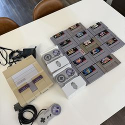 Super Nintendo SNES Console Bundle + 13 Games — Super Mario World, Star Fox, Tested Works