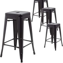 FDW  30" Metal Bar Stools Black  Set of 4