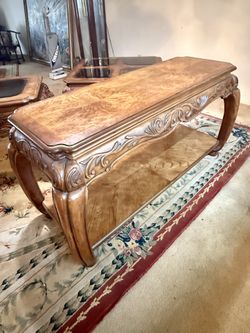 Vintage Rosewood Hand Carved Square Living Room Tables (set of 3)