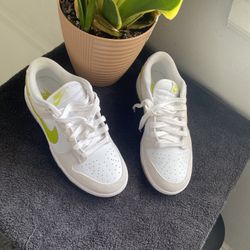 Nike Low Sneakers – White with Neon Green Swoosh (Size [your size])