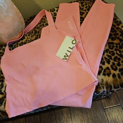 Wilo 2 Piece Longline Halter/legging Set Pink