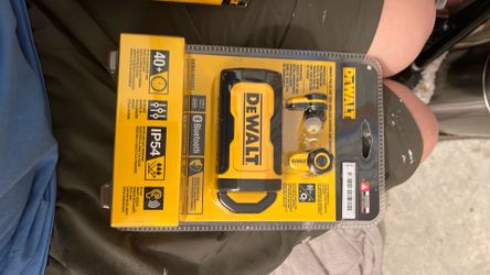DeWalt wireless earbuds and charging case.