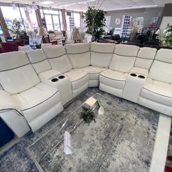 💐White leather LED Recliner sectional / couch Livingroom set / Power recliner Same/next day delivery
🪙