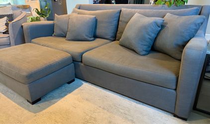Oversized Crate & Barrel Sofa + Ottoman – Gray