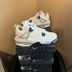 Brand new Air Jordan Midnight Navy 4’s sizes 11.5 to 14 with original box and proof of purchase. No trades cash is king and price is firm. 