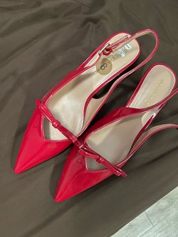 Red kitten heels