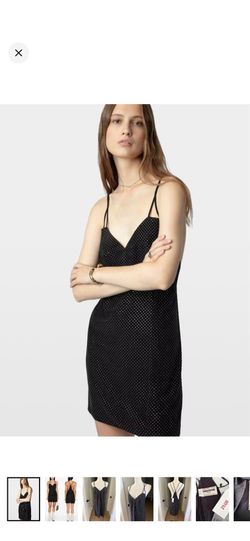 NWT Zadig & Voltaire Rohana Diamanté Black Silk Dress M