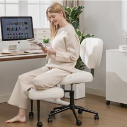 Brand New In The Box- Criss Cross Office Chair with Wheels, Adjustable-Height Backrest & Swivel Footrest, Ergonomic Cross Legged Office Chair with Leg