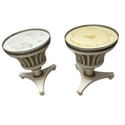 Vintage Painted Danby Marble Top Accent Table French LOUIS XVI Style w/Brass Gallery