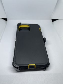 For iPhone 13 Pro Max Yellow / Black Case With Belt Clip Case Holster 
