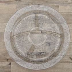 Indiana Glass DAISY No.620 Crystal Large 3-Part Divided Grill Plate