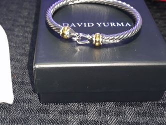 David 5mm Cable Sterling Silver and 18k Yellow Gold Buckle Bracelet
