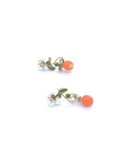 14K Gold Painted Enamel Glazed Earrings