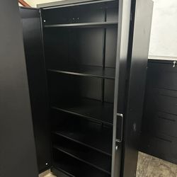 Metal Storage Cabinet with Lock - 72" Garage Storage Cabinet with 2 Locking Doors and 5 Adjustable Shelves, Black