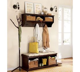 Pottery barn entry way bench and coat rack shelf