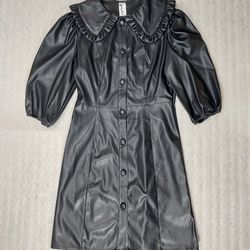 Women's Dress. Leather Shirt Mini Dress. Black. New With Tags. Size S