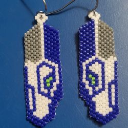 Hand-Beaded Seattle Seahawks Earrings