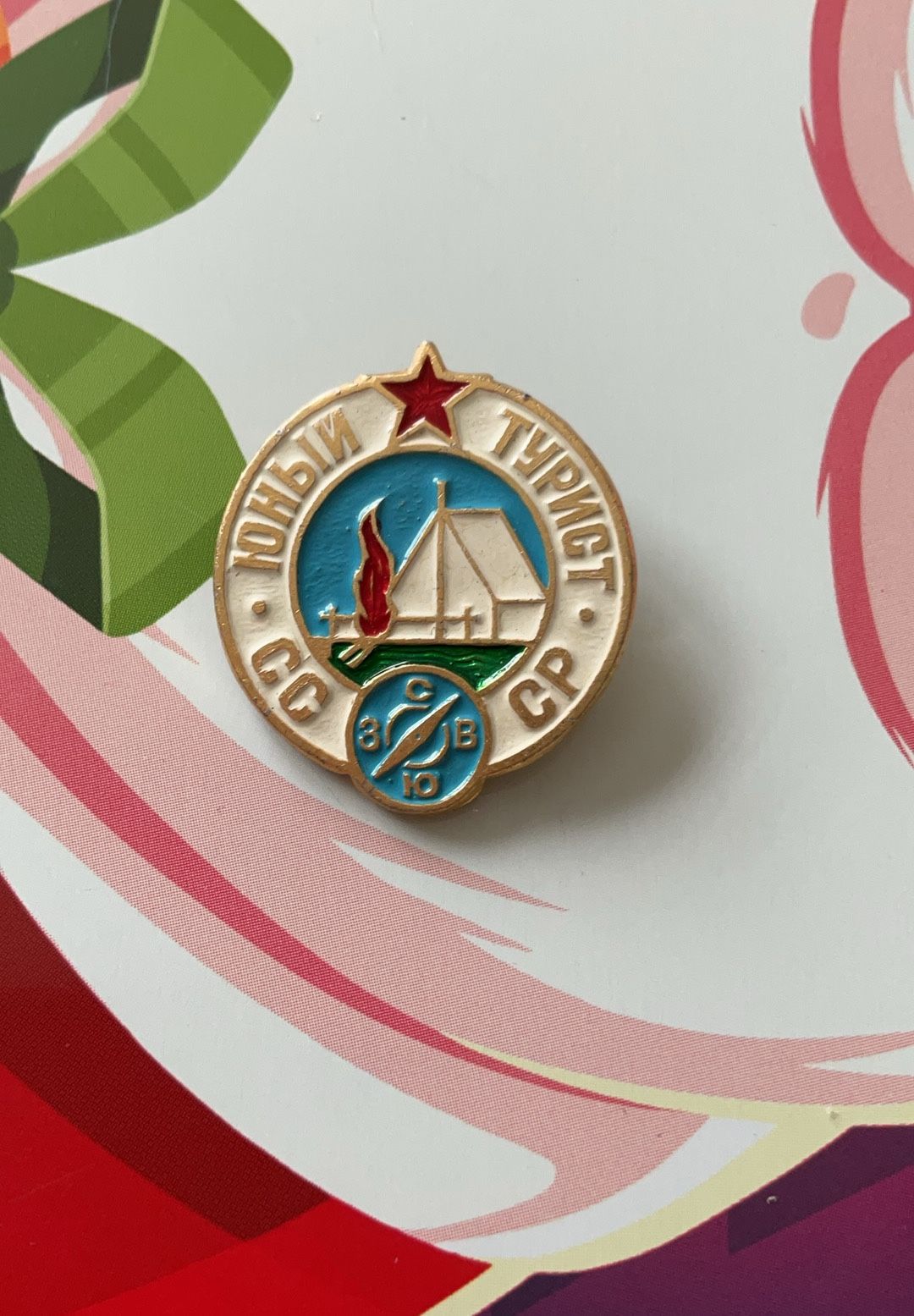 USSR tourist pin badge, vintage collectible pin. CCCP, Soviet Union pin badge 